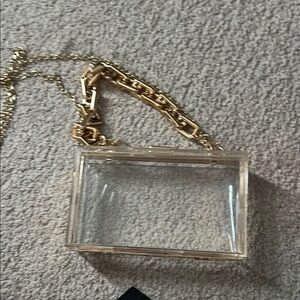 Clear Acrylic Box Clutch with Gold Chain